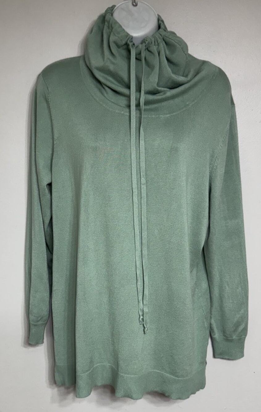 Christopher Banks Sweater Women’s PETITE XL Cowl Neck Pull-Over Mint Green NEW